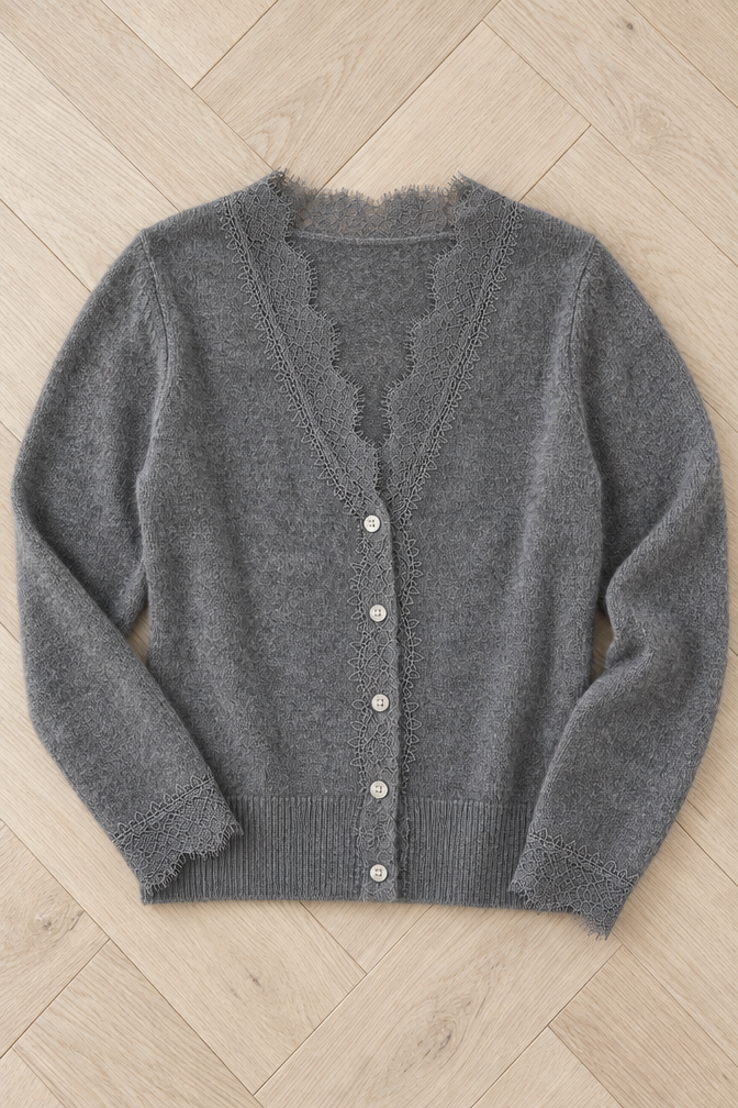 Antonella Lace Cardigan — Gray