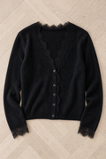 Antonella Lace Cardigan — Black