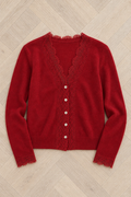 Antonella Lace Cardigan — Red