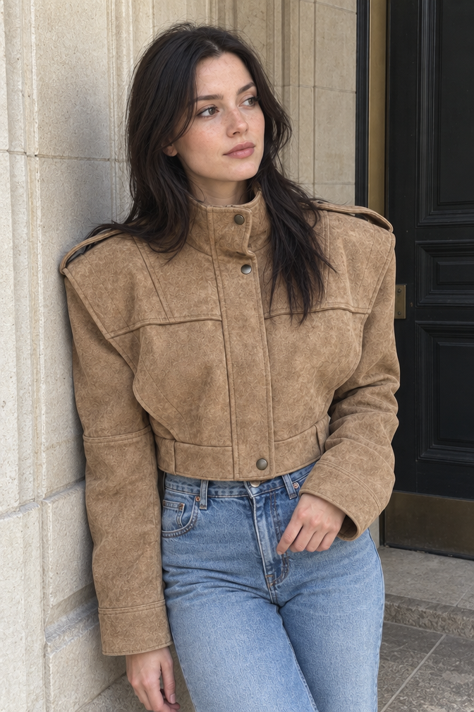 Arielle Faux Suede Cropped Jacket