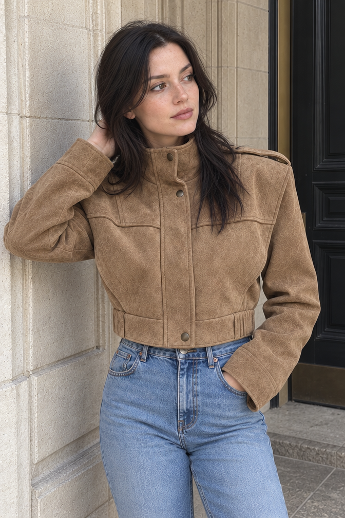 Arielle Faux Suede Cropped Jacket