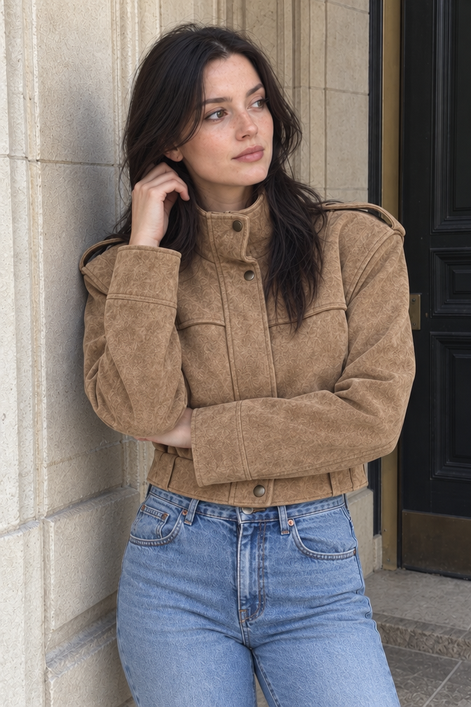 Arielle Faux Suede Cropped Jacket