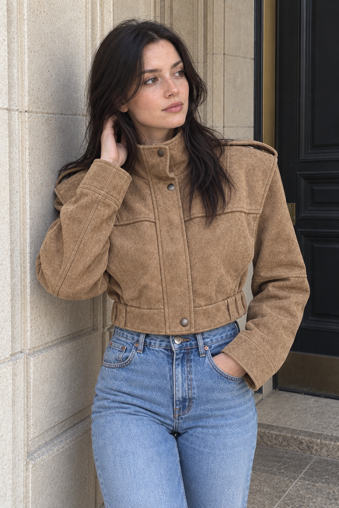 Arielle Faux Suede Cropped Jacket