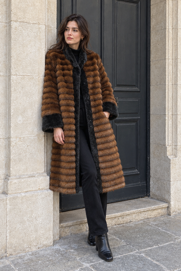 Aveline Faux Mink Coat — Brown