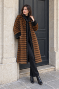 Aveline Faux Mink Coat — Brown