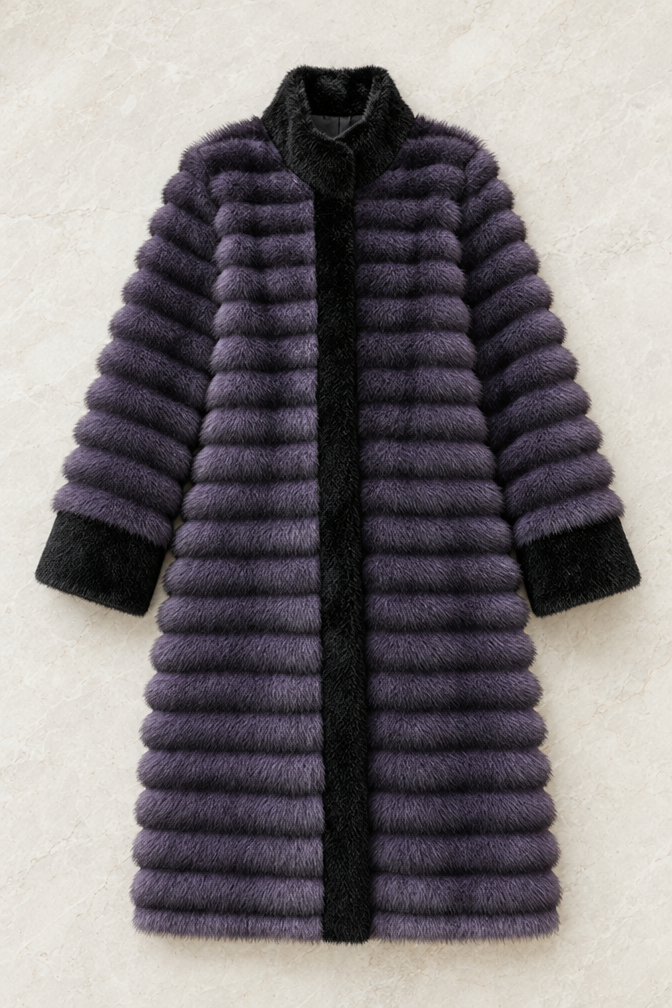 Aveline Faux Mink Coat — Blue