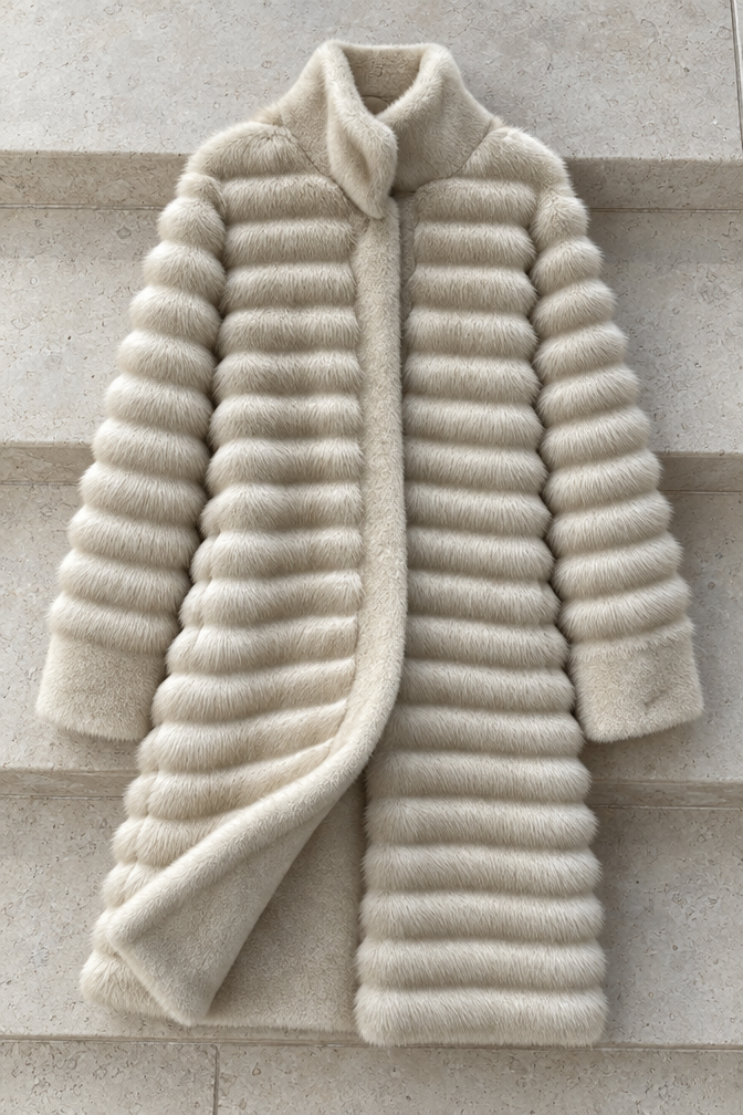 Aveline Faux Mink Coat — White