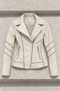 Charlene Leather Jacket — Ivory White