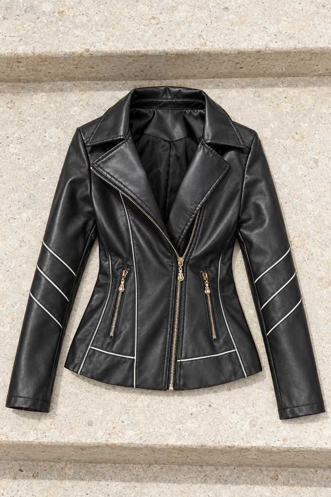 Charlene Leather Jacket — Jet Black