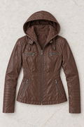 Corinna Leather-Look Jacket — Coffee