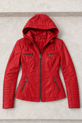 Corinna Leather-Look Jacket — Red