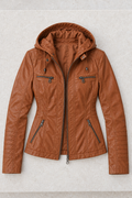 Corinna Leather-Look Jacket — Camel