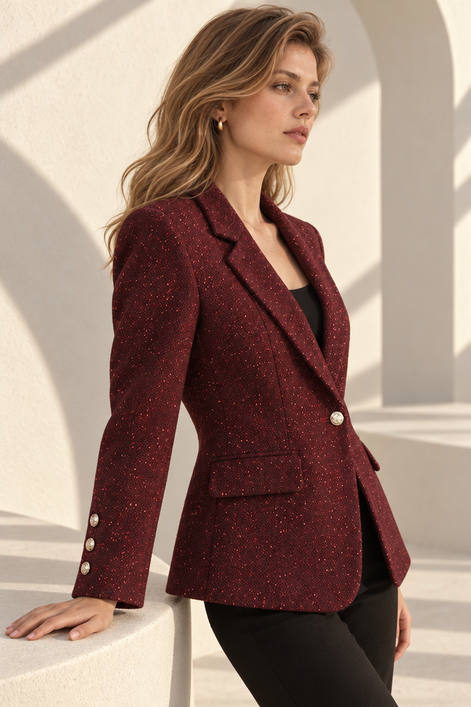 Daniela Wool Blazer — Burgundy