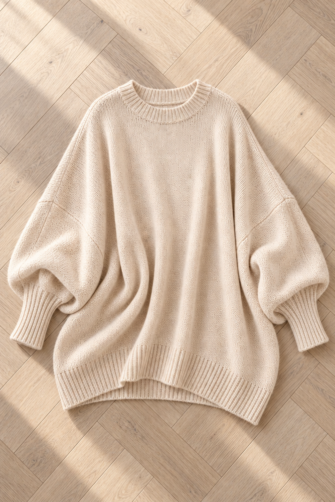 Demi Oversized Wool Sweater — Cream