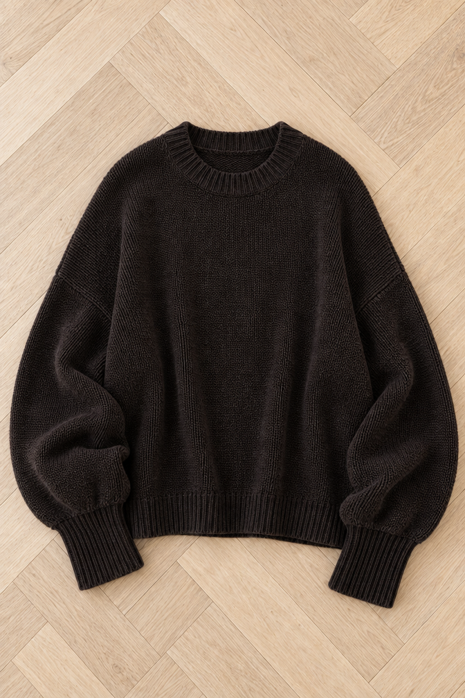 Demi Oversized Wool Sweater — Black