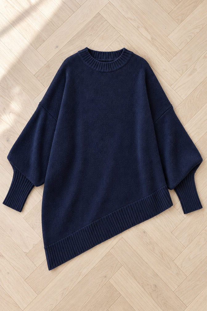 Demi Oversized Wool Sweater — Navy Blue