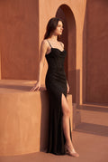 Elina Glitter Maxi Dress — Black