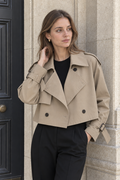 Eugenie Cropped Trench Coat — Camel