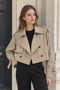 Eugenie Cropped Trench Coat — Camel