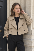 Eugenie Cropped Trench Coat — Camel