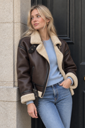 Ilona Faux Leather Bomber Jacket
