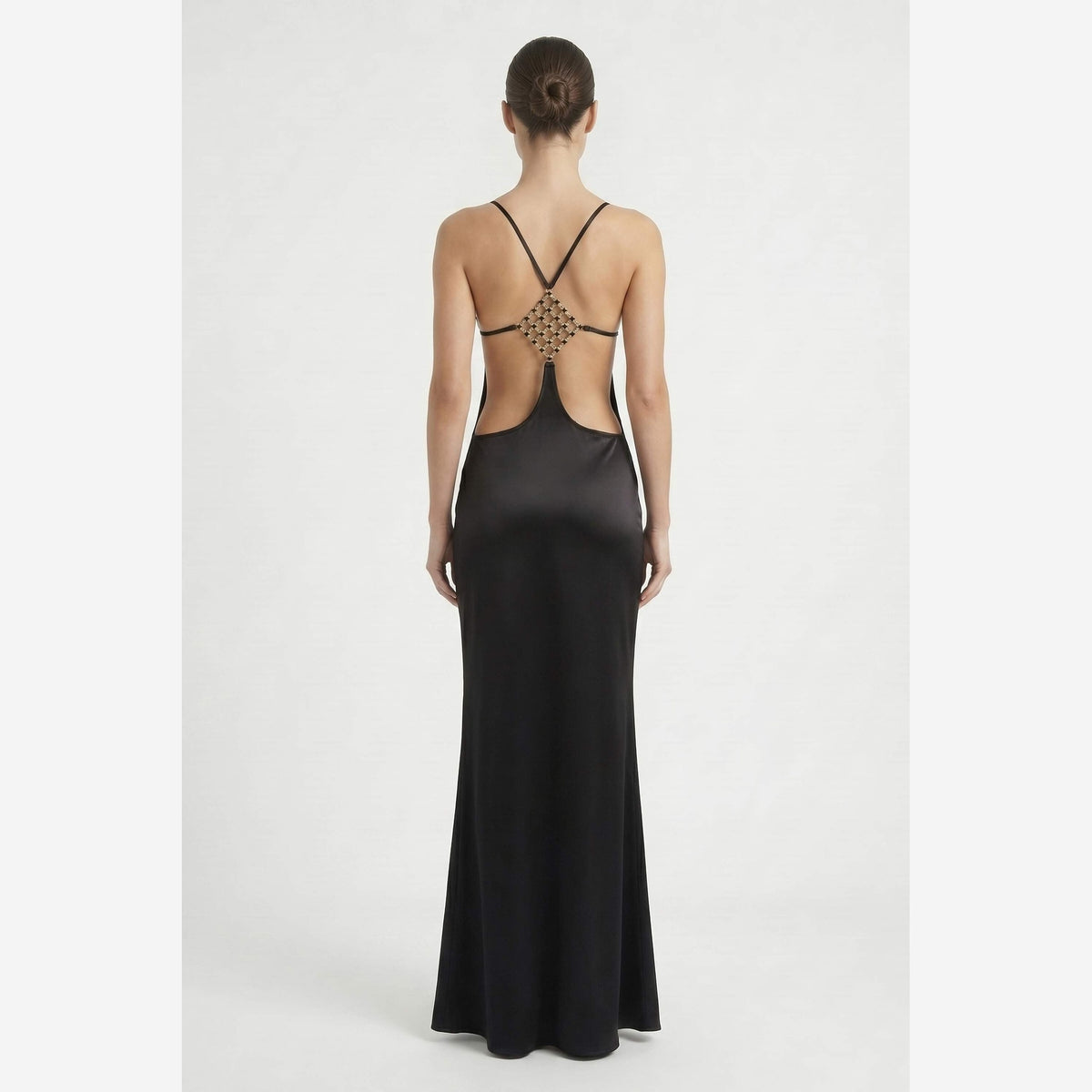 Satin Diamond Back Maxi Dress