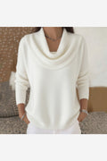 Ribbed Knit Cowl Neck Sweater