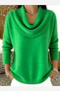 Ribbed Knit Cowl Neck Sweater